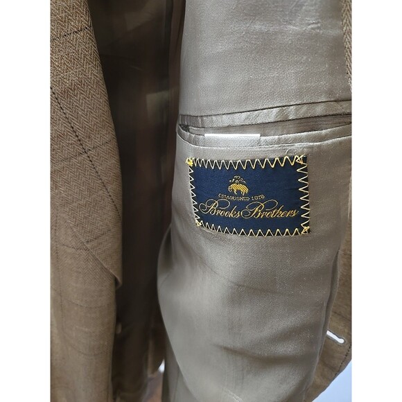 BROOKS BROTHERS Vintage 42R 100% Linen Window Check Blazer Sport Coat Jacket - Picture 8 of 10